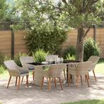 vidaXL Buiten Eettafel Set 7 pcs Lichtgrijs, Verzenden, Nieuw