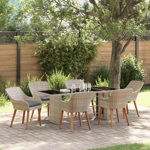 vidaXL Buiten Eettafel Set 7 pcs Lichtgrijs, Tuin en Terras, Tuinsets en Loungesets, Nieuw, Verzenden