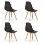 Set van 4 zwarte KITO eetkamerstoelen met beukenhouten po..., Ophalen of Verzenden, Nieuw