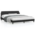 vidaXL Cadre de lit avec tête de lit Noir 180x200 cm, Maison & Meubles, Neuf, Verzenden