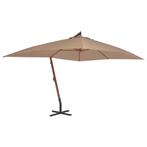 vidaXL Zweefparasol met houten paal 400x300 cm taupe, Verzenden