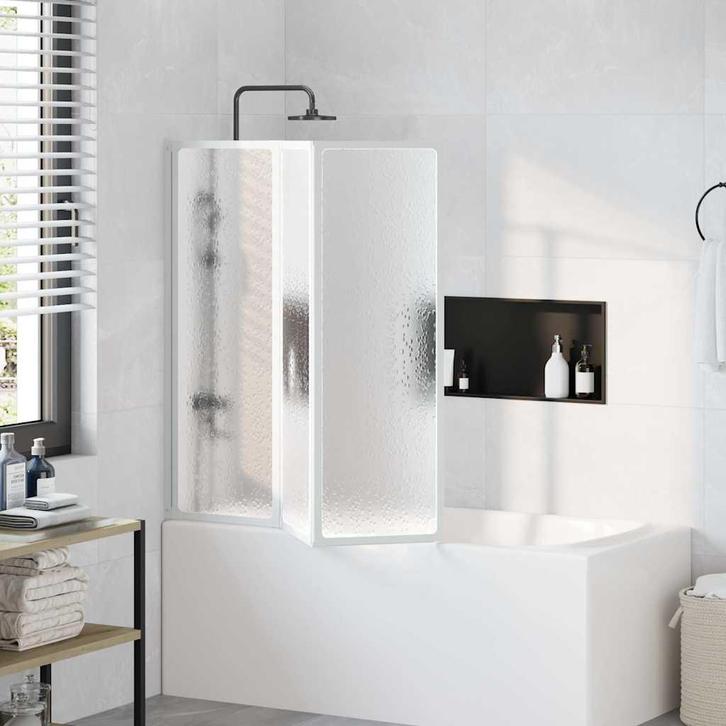 vidaXL Badscherm 3 panelen vouwbaar 117 x 120 cm, Doe-het-zelf en Bouw, Sanitair, Nieuw, Verzenden