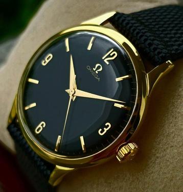 Omega - Tresor - 18K Gold - Black Gilt Dial - cal.286 - 1962, Handtassen en Accessoires, Horloges | Heren, Nieuw