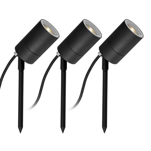 Tuinspots 3x LED Pin Tuinspot Zwart Tuinverlichting, Tuin en Terras, Buitenverlichting, Verzenden
