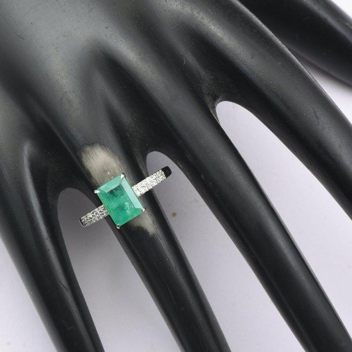 Zonder minimumprijs - Ring Platina - 1.60ct. tw. Smaragd -, Bijoux, Sacs & Beauté, Bagues