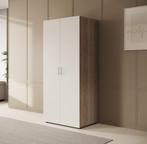 Kledingkast 80cm wit eiken | 2 Scharnierdeuren Garderobekast, Huis en Inrichting, Kasten | Overige, Verzenden, Nieuw