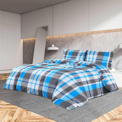 vidaXL Dekbedovertrekset 220x240 cm katoen blauw en grijs, Huis en Inrichting, Slaapkamer | Beddengoed, Nieuw, Verzenden