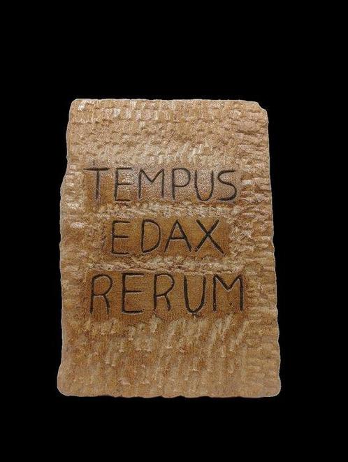 sculptuur, Stemma Tempus Edax Rerum - 18 cm - mineraal, Antiek en Kunst, Curiosa en Brocante