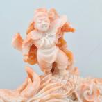 sculptuur, GUERRIERO CON DRAGONE - 11 cm - CORALLO ROSATO, Antiek en Kunst