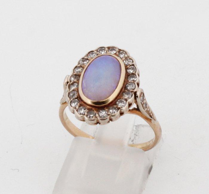 Zonder Minimumprijs - Ring - 18 karaat Geel goud Opaal -, Handtassen en Accessoires, Ringen