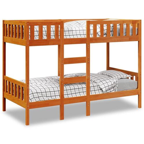 vidaXL Stapelbed massief grenenhout wasbruin 75x190 cm, Huis en Inrichting, Slaapkamer | Bedden, Nieuw, Verzenden