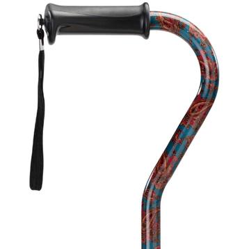 Wandelstok met offset handvat - Groen Paisley, Ophalen of Verzenden
