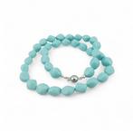 Turquoise - Zilver - Halsketting - ambachtelijke bewerking