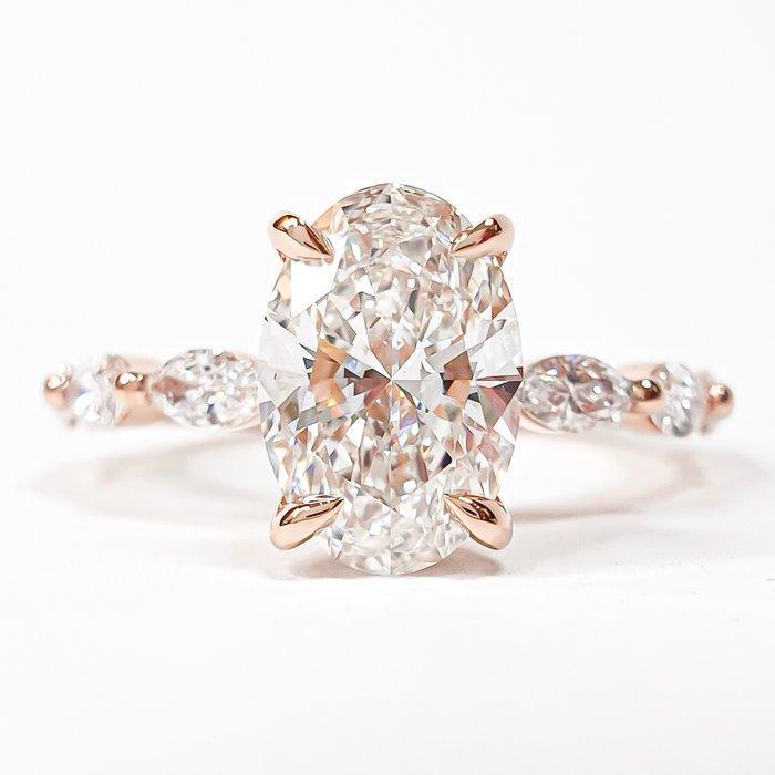 Bague - 14 carats Or rose - 3.91ct. tw. Diamant (Cultivé en, Handtassen en Accessoires, Ringen