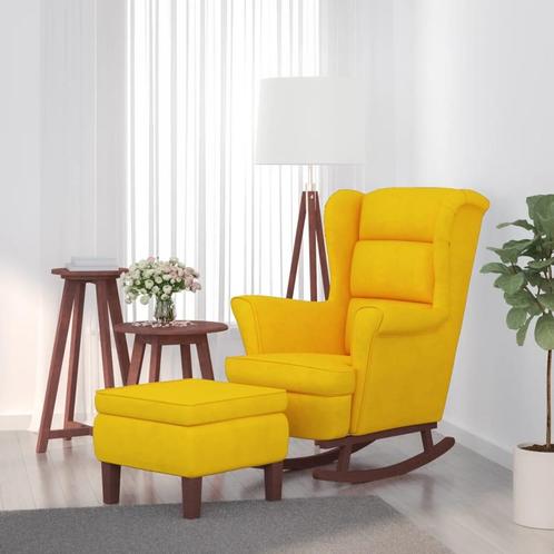 vidaXL Schommelstoel met houten poten en voetenbank fluweel, Huis en Inrichting, Stoelen, Nieuw, Verzenden