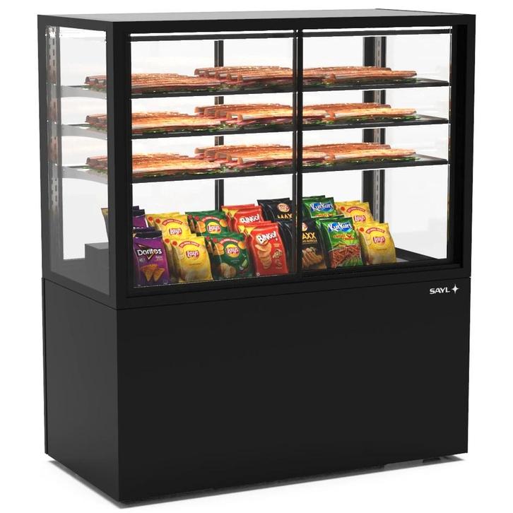 Neutrale Vitrine | INTEGRA | Zwart | 4 Niveaus |, Zakelijke goederen, Horeca | Keukenapparatuur, Nieuw in verpakking, Verzenden
