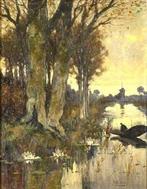 Henri van Os-Delhez (1880-1976) - Hollands rivierenlandschap, Antiek en Kunst