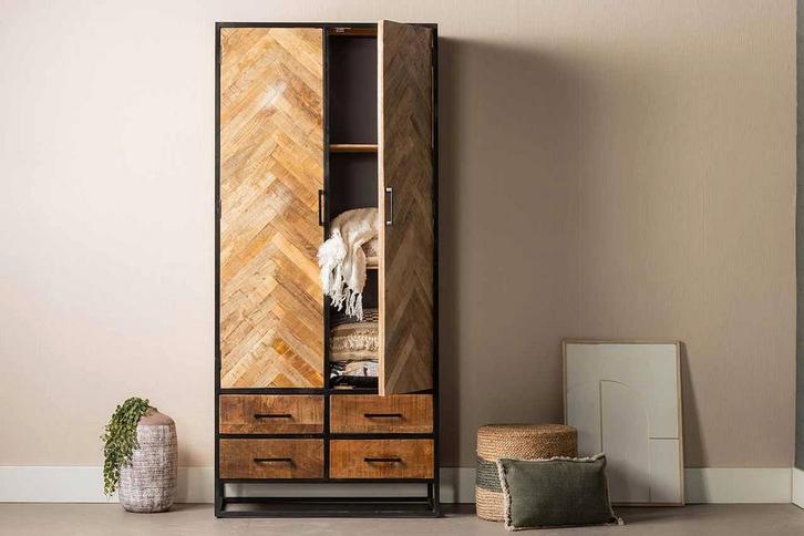 Mangohouten Kast Gwenn 90 cm, Huis en Inrichting, Kasten | Overige, Nieuw, Verzenden