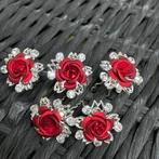 PaCaZa - Zilverkleurige Hairpins - Rode Roos- Diamantjes...