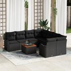 vidaXL 9-delige Ligbed Set met Kussens Zwart Poly Rattan, Tuin en Terras, Verzenden, Nieuw