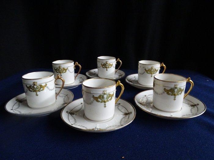 Limoges - Koffieservies voor 6 (12) - Porselein, Antiek en Kunst, Antiek | Meubels | Tafels