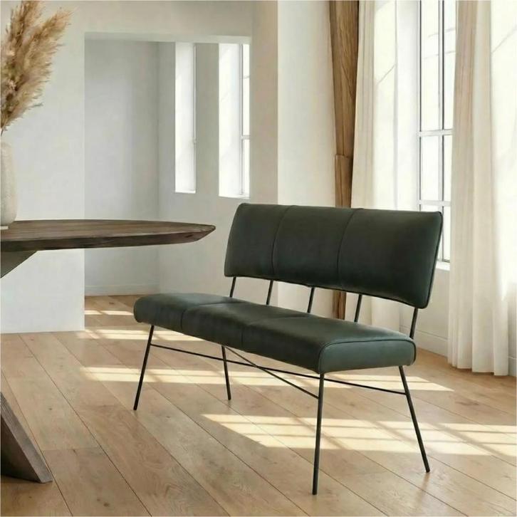 Leren eetkamerbank Solid - Hermes Verde (donkergroen) -, Huis en Inrichting, Stoelen, Overige kleuren, Nieuw, Leer, Ophalen of Verzenden