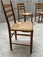 Chaise (4) - Chêne, Bast / Binsengeflecht, Antiquités & Art