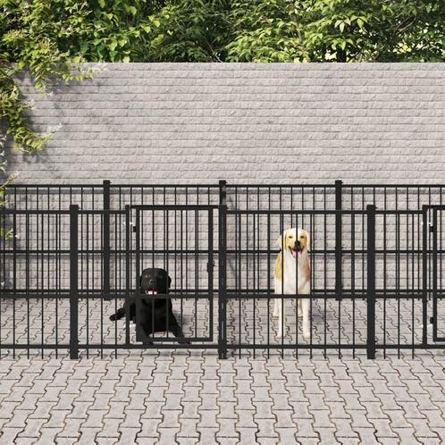 vidaXL Hondenkennel voor buiten 15,02 m² staal, Dieren en Toebehoren, Hondenbenches, Nieuw, Verzenden
