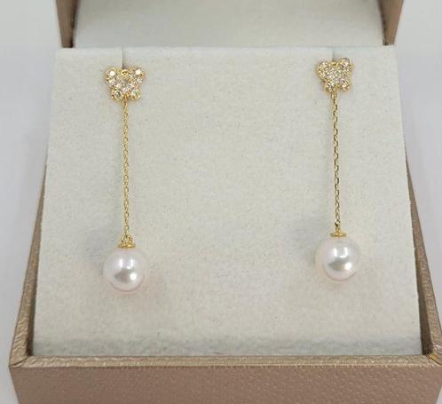 Boucles doreilles - 18 carats Or jaune -  0.12ct. tw. -, Handtassen en Accessoires, Oorbellen