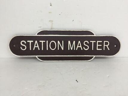 Reclamebord - Stationchef - Gietijzer, Antiquités & Art, Art | Objets design