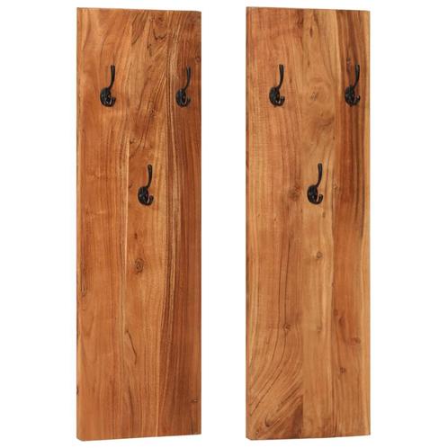 vidaXL Wandkapstokken 2 st 36x3x110 cm massief acaciahout, Huis en Inrichting, Woonaccessoires | Kapstokken, Nieuw, Verzenden