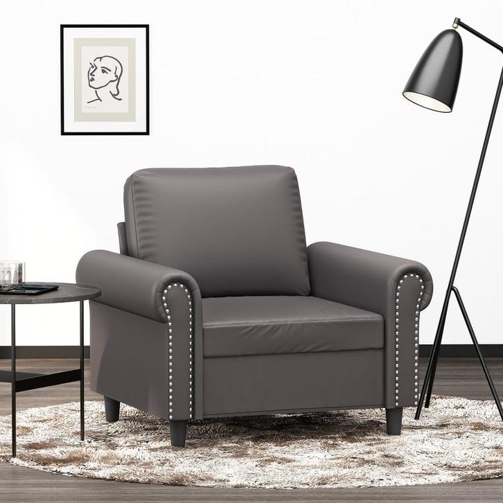 vidaXL Fauteuil 60 cm kunstleer grijs, Huis en Inrichting, Zetels | Zetels, Nieuw, Verzenden
