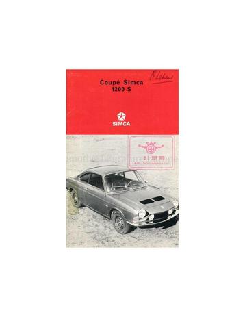1970 SIMCA 1200 S COUPE INSTRUCTIEBOEKJE FRANS