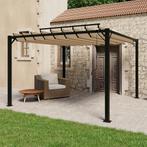 vidaXL Prieel met lamellendak 3x3 m stof en aluminium taupe, Verzenden, Nieuw