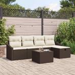 vidaXL Tuinbank Set met kussen 6 pcs Bruin Poly rattan, Tuin en Terras, Verzenden, Nieuw