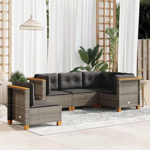 vidaXL Salon de jardin 5 pcs avec coussins gris résine, Tuin en Terras, Tuinsets en Loungesets, Verzenden