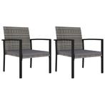 vidaXL Tuinstoelen 2 st poly rattan grijs, Tuin en Terras, Tuinstoelen, Verzenden, Nieuw