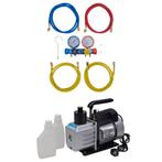 vidaXL Vacuümpomp met 4-voudige manometerset voor, Elektronische apparatuur, Airco's, Verzenden, Nieuw