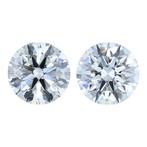 2 pcs Diamant  (Natuurlijk)  - 1.42 ct - Rond - D, Nieuw