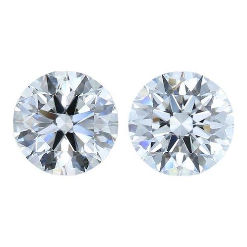 2 pcs Diamant  (Natuurlijk)  - 1.42 ct - Rond - D, Handtassen en Accessoires, Edelstenen