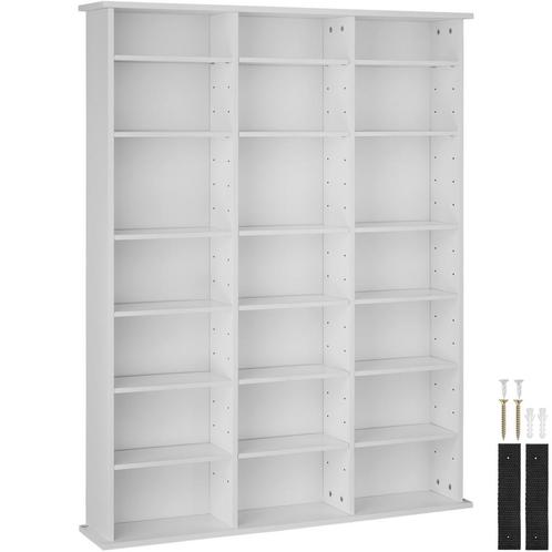 tectake Kast Stevie 105,5x19x136,5cm - mat wit, Huis en Inrichting, Woonaccessoires | Cd- en Dvd-rekken, Verzenden