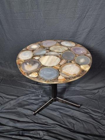Table dappoint - Acier, Agate, époxy - Table dagate
