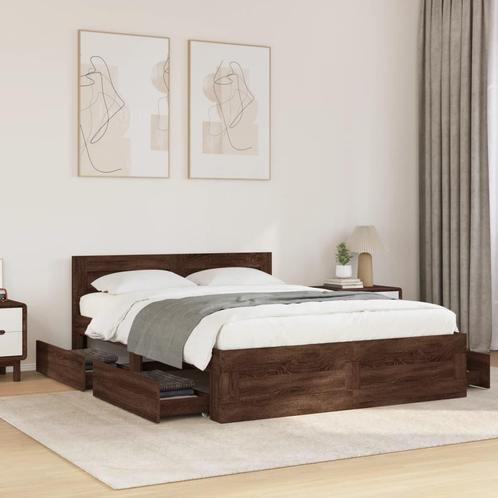 vidaXL Bedframe met hoofdeinde bewerkt hout bruineikenkleur, Huis en Inrichting, Slaapkamer | Bedden, Nieuw, Verzenden