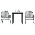 vidaXL 3-delige Tuinset met kussens poly rattan glas grijs, Verzenden, Nieuw, Tuinset