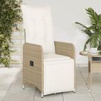 vidaXL Chaise inclinable de jardin avec coussins beige, Verzenden