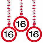 Hangdecoratie 16 Jaar Verkeersbord 75cm 3st, Hobby en Vrije tijd, Verzenden, Nieuw
