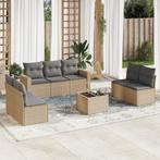 vidaXL 8-delige Loungeset met kussens poly rattan beige, Tuin en Terras, Verzenden, Nieuw