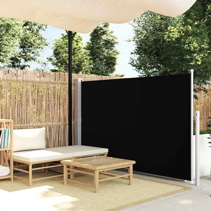 vidaXL Windscherm uittrekbaar 140x300 cm zwart, Tuin en Terras, Parasols, Nieuw, Verzenden