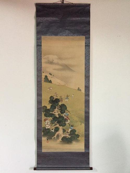 Hunting Samurai / Japanese Vintage Hanging Scroll KAKEJIKU /, Antiek en Kunst, Antiek | Overige Antiek
