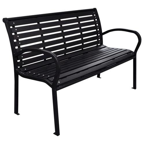 vidaXL Tuinbank 116 cm staal en HKC zwart, Tuin en Terras, Tuinsets en Loungesets, Nieuw, Verzenden